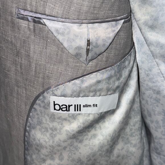 Bar III Men's Slim-Fit Chambray Linen Suit Jackets, grey 44R $360 - Picture 6 of 6